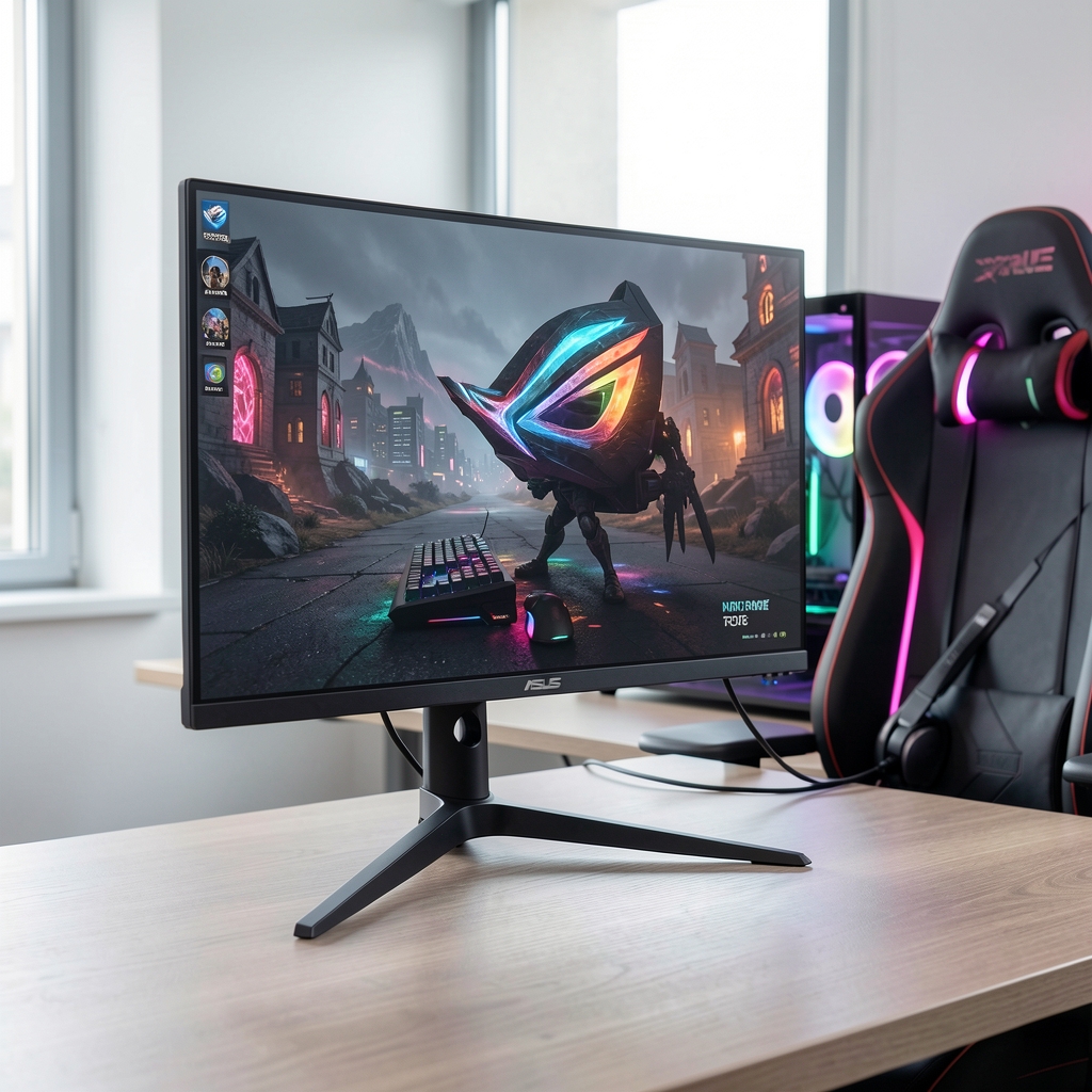 Monitor gaming ASUS ROG Swift PG27AQN 27 inch IPS Fast 360Hz QHD cu stand ROG reglabil ergonomic si iluminare AURA RGB pe spate negru-gri