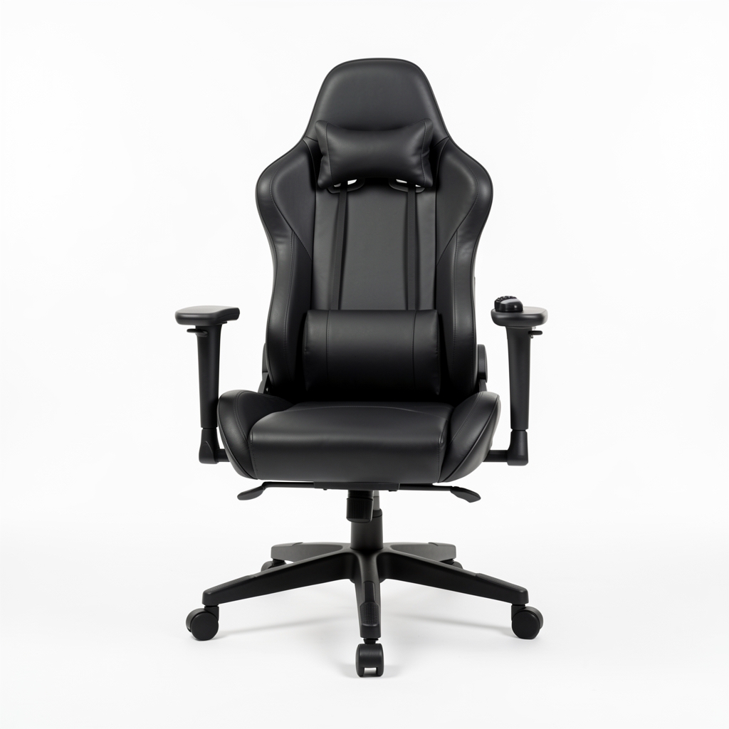 Scaun gaming Secretlab Titan Evo 2024 cu tapițerie din piele premium neagră, suport lombar magnetic integrat și brațe 4D pe fundal alb studio