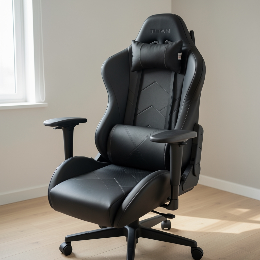 Scaun gaming Secretlab TITAN Evo 2022 in negru cu tapiterie NEO Hybrid Leatherette, brate 4D reglabile, suport lombar integrat cu buton si glisare laterala